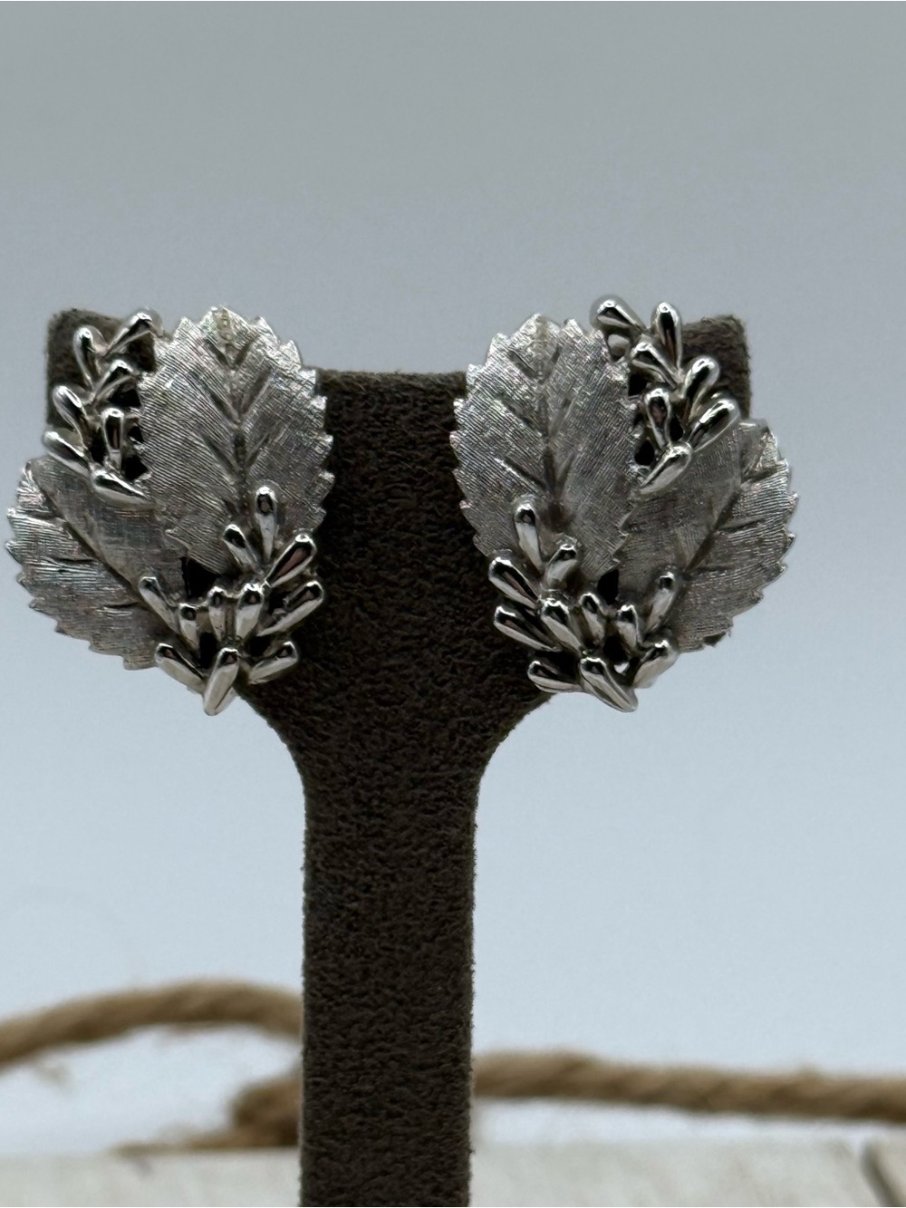 Crown Trifari Silver Leaf Cluster Clip-On Earrings - Women's Jewelry